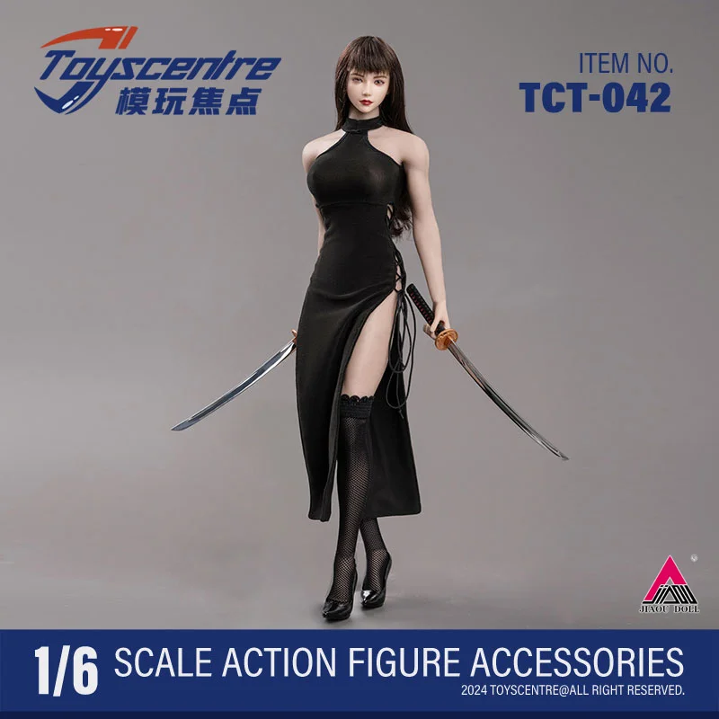Toyscentre TCT-042 1/6 черное сексуальное платье с разрезом на бретельках модель одежды