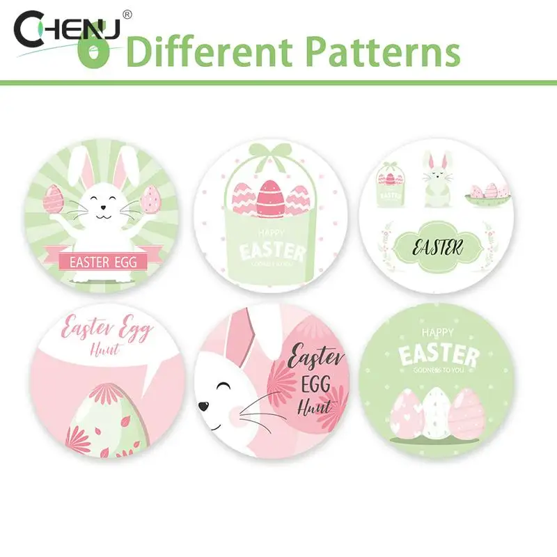 

500Pcs 6 Patterns Easter Stickers Roll Happy Easter Egg Sticker For Kids Easter Party Decoration Gift Bag Box Holiday Labels