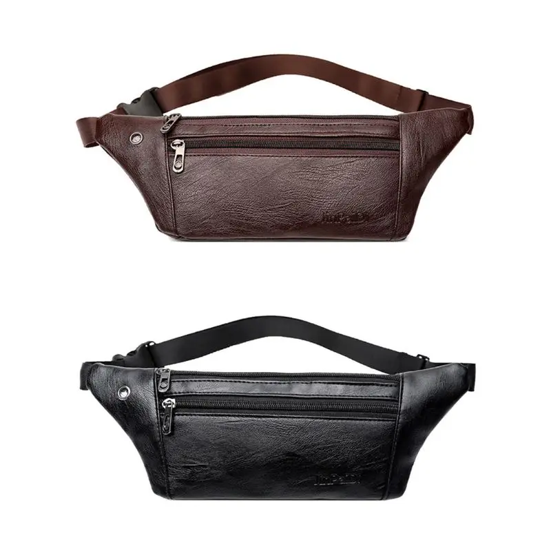 

Men PU Leather Belt Bum Waist Phone Pouch Fanny Pack Crossbody Shoulder Sport Zi