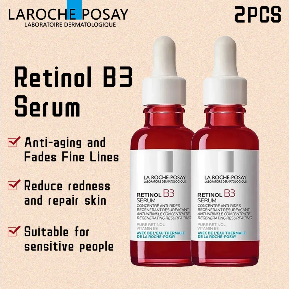 

2PCS La Roche Posay Retinol B3 Facial Serum Anti-aging Fades Fine Lines Hydrating and Brightening Reduces Redness Skin Care 30ml