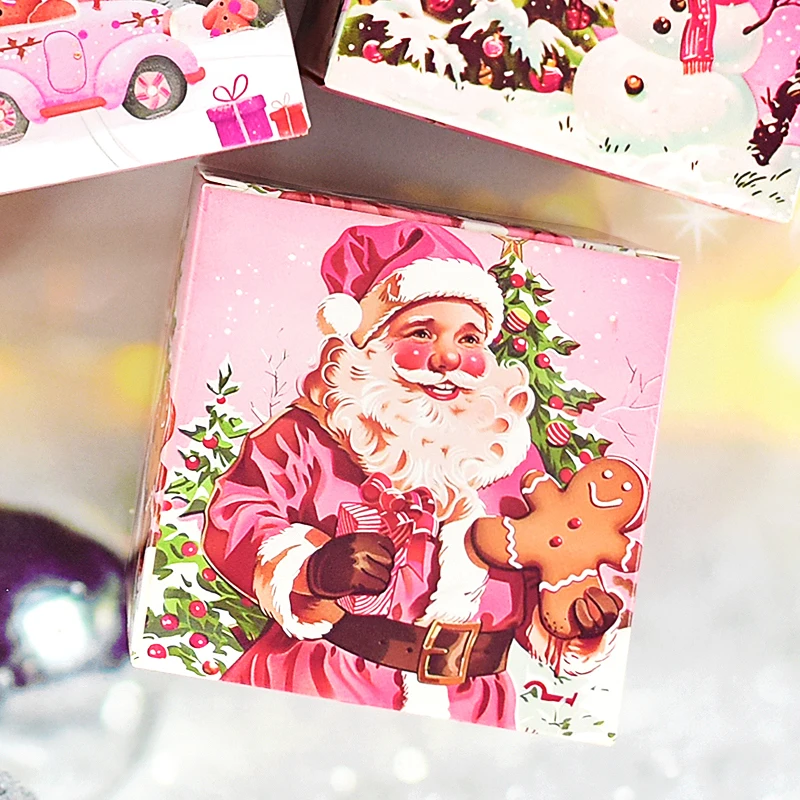 6 шт./компл. розовая рождественская подарочная коробка упаковочная для печенья