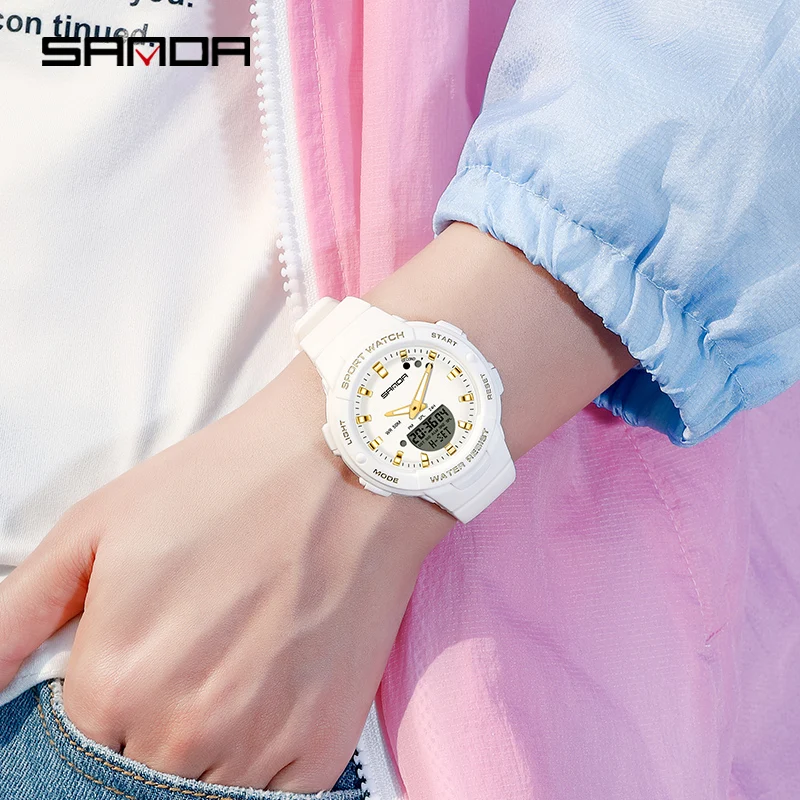 SANDA 2023 Hot Sell Men Watch Multifunction Waterproof Digital Sports Wristwatch Casual Unisex Students Electronic Watches 6005