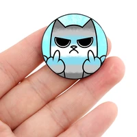 demiboy pride middle finger cat pin custom brooches shirt lapel teacher bag backpacks badge cartoon gift brooches pin for women