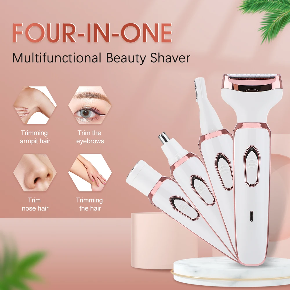 

4 в 1, женский электрический триммер для удаления волос в носу