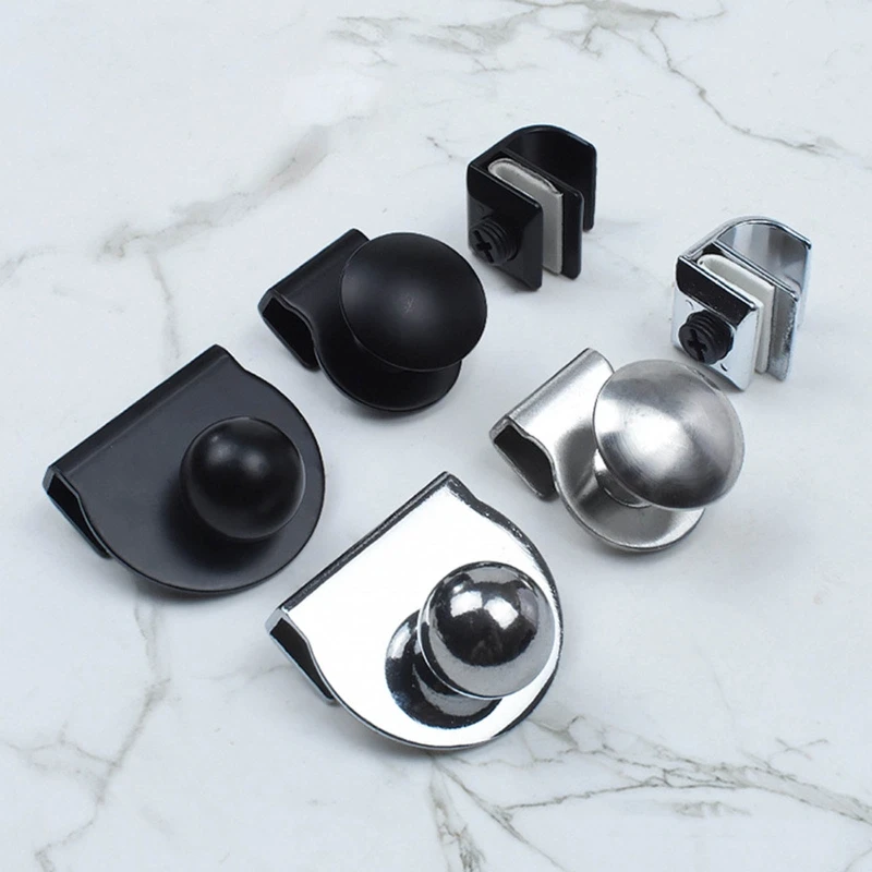 

Bathroom Glass Door Handle/clamp Glass Showcases Cabinet Drawer Metal Pull Knob Install with Non-slip Screws No Drilling 87HA