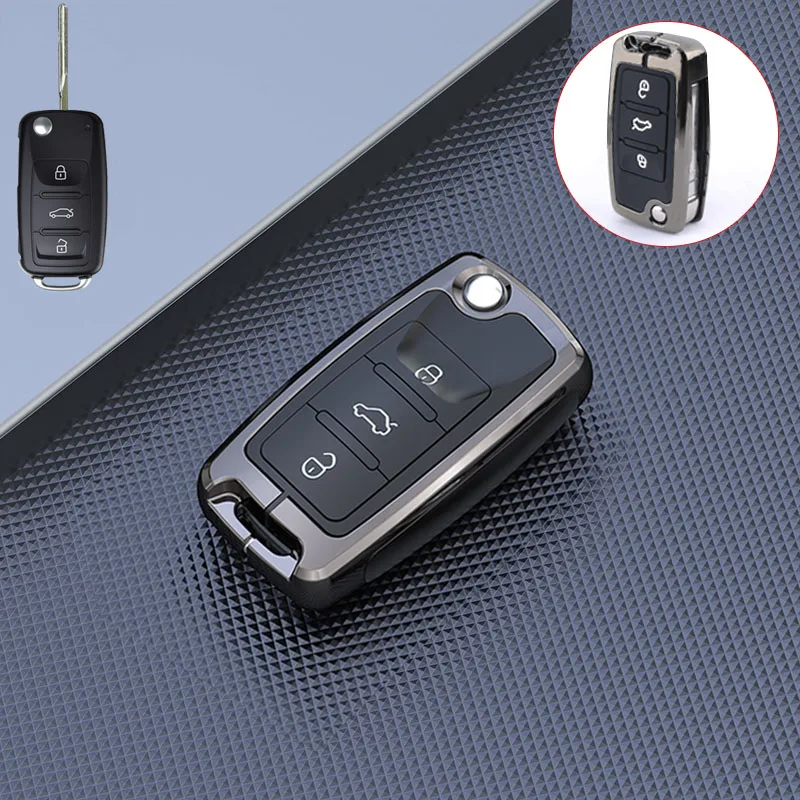 

Чехол для автомобильного ключа из цинкового сплава, полная защитная сумка для VW Volkswagen Polo Tiguan Passat Golf Jetta Lavida Skoda Octavia