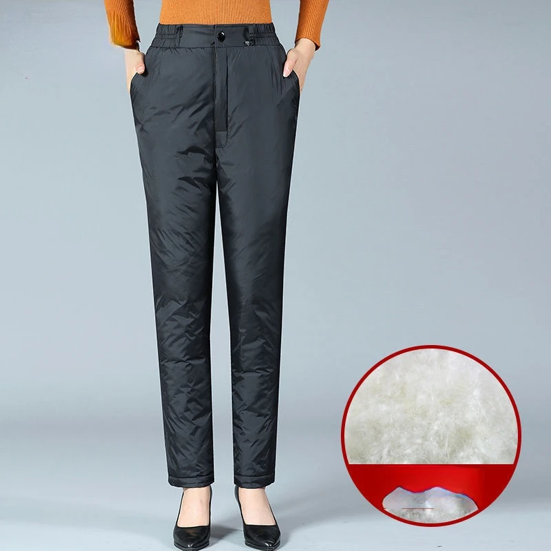 

Women's Thick Down Pants Autumn Winter 2022 Loose Oversized Trousers Casual High-waisted Full Length Pants For Women Solid Pants