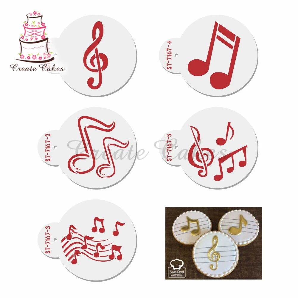 5 шт./компл. трафарет с музыкальными нотками для печенья инструменты украшения
