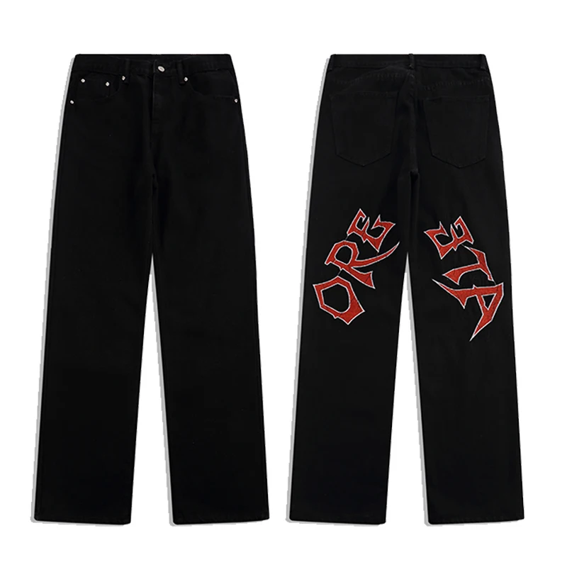 Men's Printed Oversize Y2K Clothes Jeans Pants Women's Baggy Jeans Clothing Streetwear Sweatpants Casual Straight Trousers