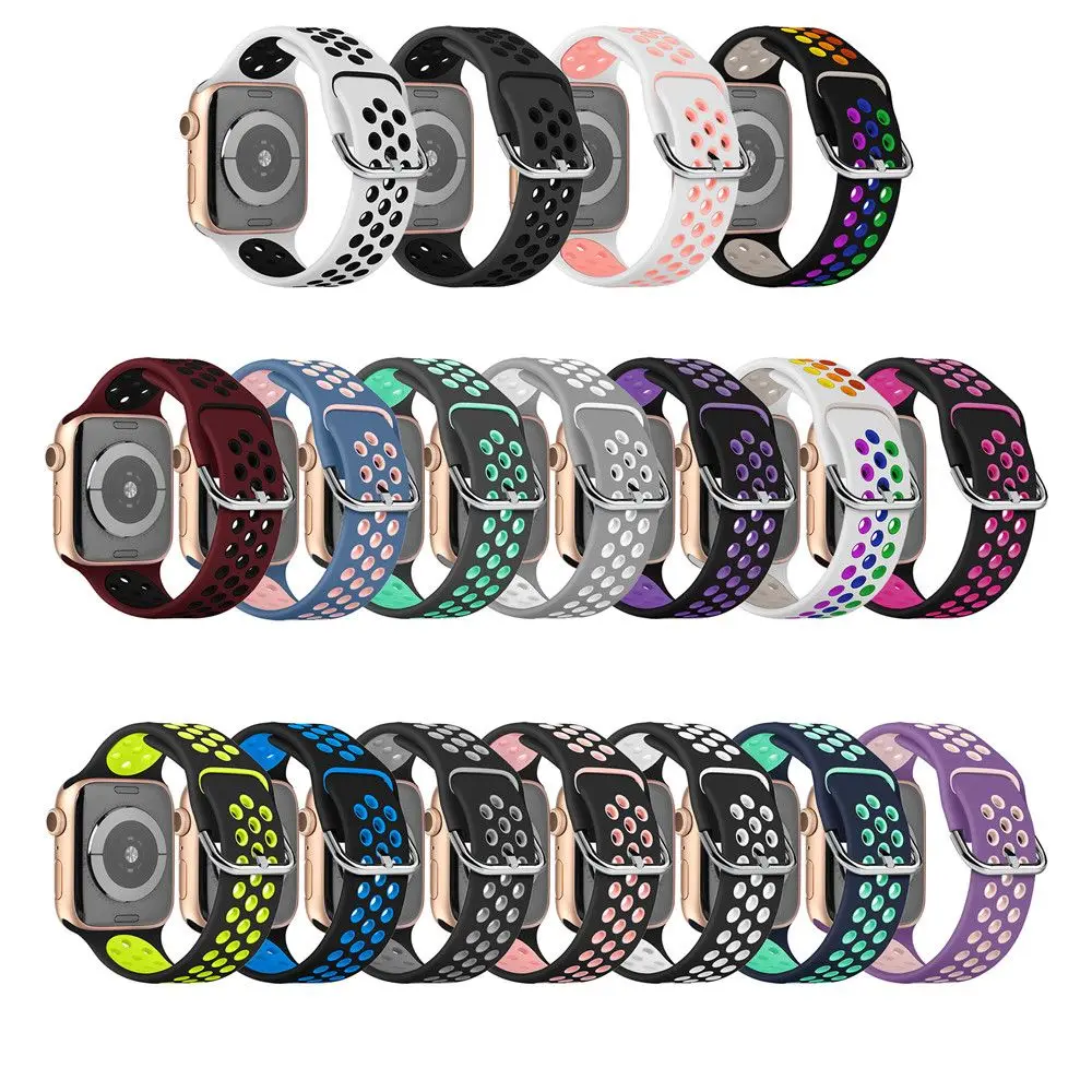 

Мягкий спортивный ремешок для часов с роскошной пряжкой, дышащий ремешок на запястье с воздушным отверстием, силиконовый браслет для iWatch ...