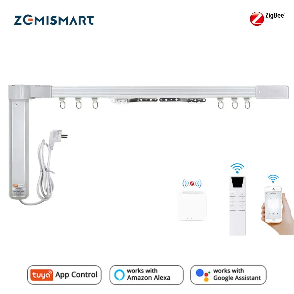 Фото Электрические шторы Zemismart Zigbee, Alexa, управление Google Home через Smart Life SmartThings №1