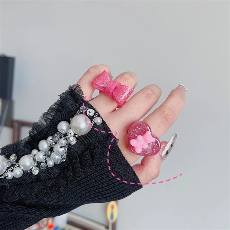 

Japan and South Korea Novel Glitter Bear Love Resin Ring Sweet and Lovely Girlish Wind Niche Wind Acrylic Ring for Girl