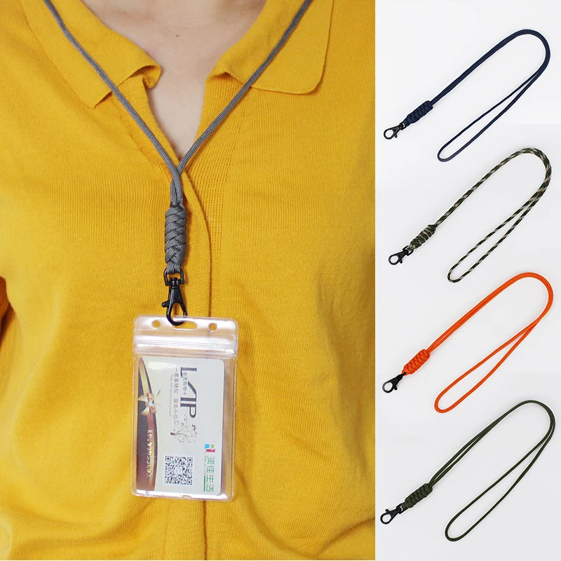 

1PC Weave Creative Credential Neck Lanyard Student Card Hanging Rope Phone Key Lanyard With Clip Unisex Bag Accessories