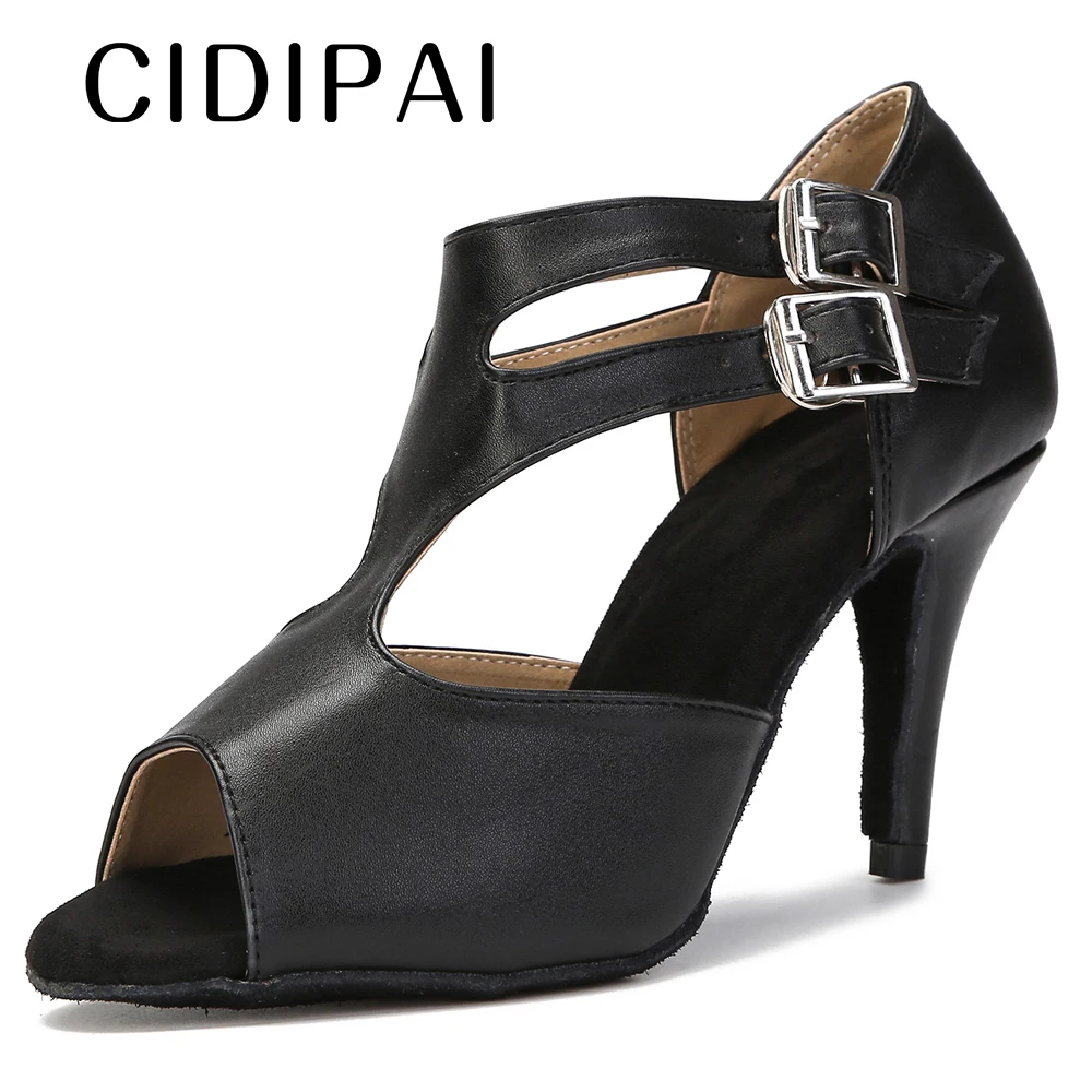 CIDIPAI Leather Dance Shoes For Women Latin Dance Shoes Tango Salsa Ballroom Dance High Heels Ladies Party Shoes Indoor