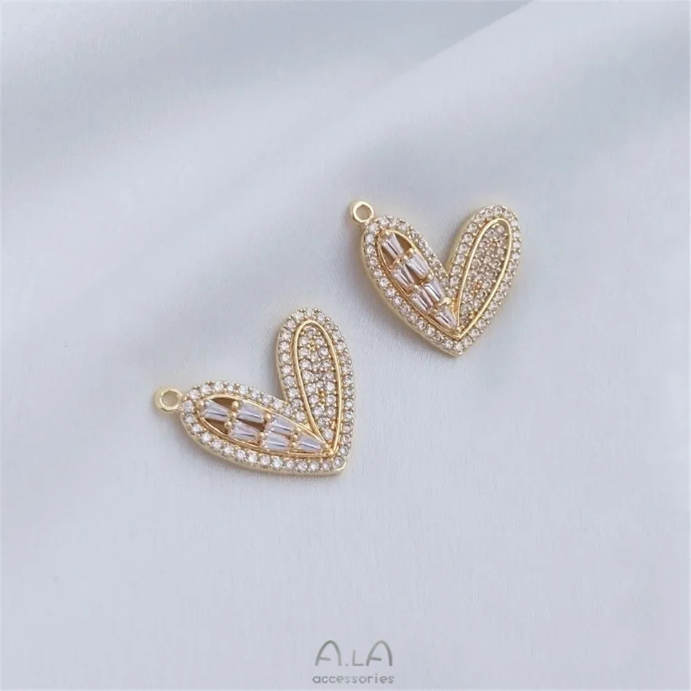 14 К позолоченный микроинкрустация цирконом T квадратный цирконий персиковое