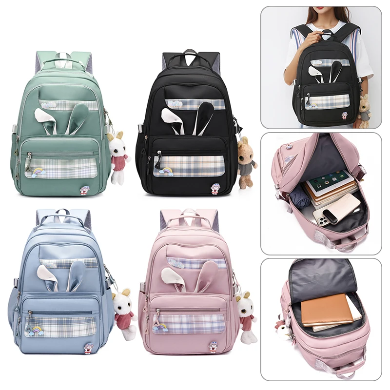 

2022 Fashion Backpacks Children Cute Rabbit Student Backpack Large Capacity Travel Backpack Kids Nylon Back Pack for Outdoor
