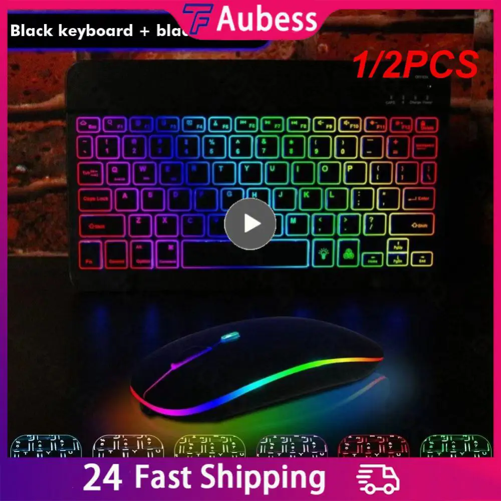 

1/2PCS 10inch Backlit For iPad Keyboard and Mouse Backlight Keyboard For IOS Android Windows Wireless Keyboard and