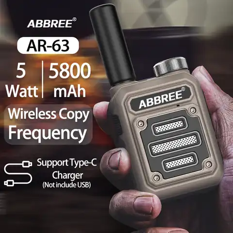Портативная мини-рация ABBREE AR-63, беспроводная радиостанция для охоты, 50 км, профессиональный коммуникатор Type-C