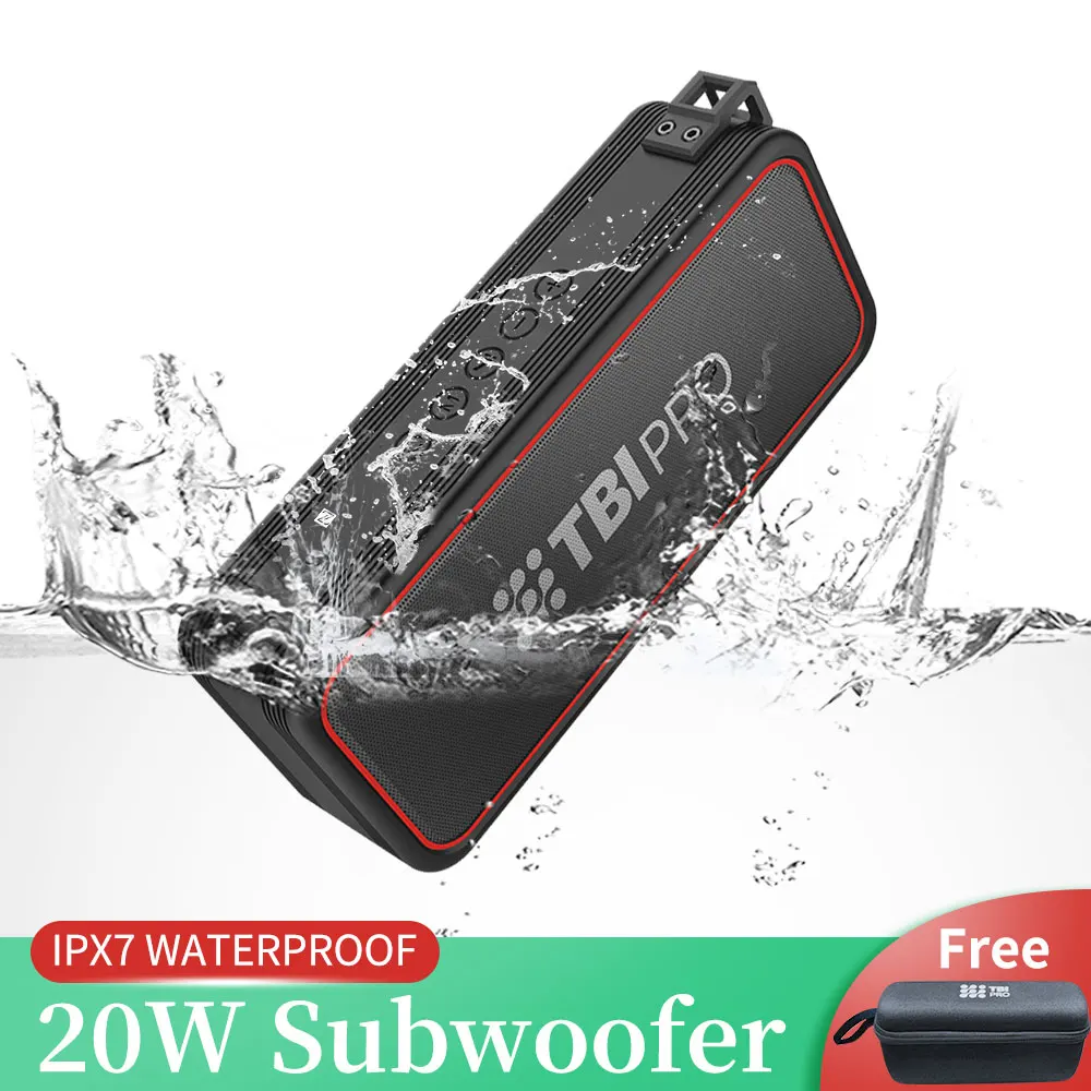IPX7 Bluetooth-динамик Двойной динамик Стерео Открытый Tf USB Воспроизведение FM-голосового вещания Портативный сабвуфер Беспроводной динамик 20 Вт