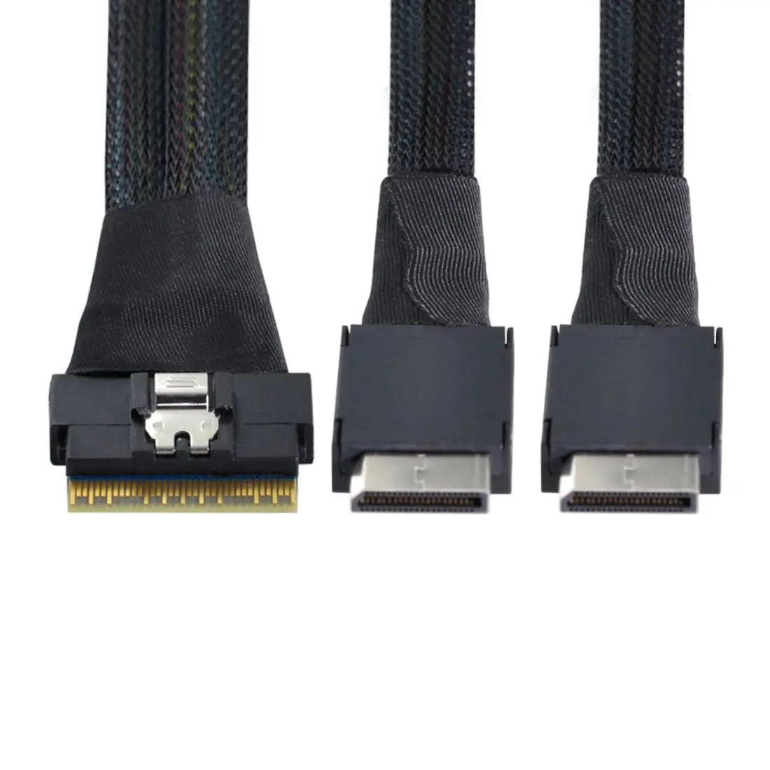 

CYSM ChenYang PCI-Express SFF-8654 8i 74Pin to Dual Oculink SFF-8611 PCI-E Ultraport Slimline SAS Slim 4.0 Cable 50cm