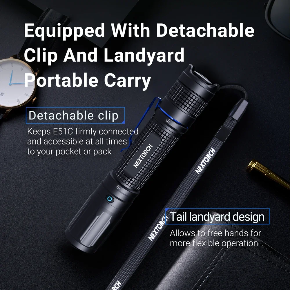 Фото Nextorch E51C Фонарик 1600 люмен Type-C Перезаряжаемый IPX8 Водонепроницаемый EDC Портативный №3