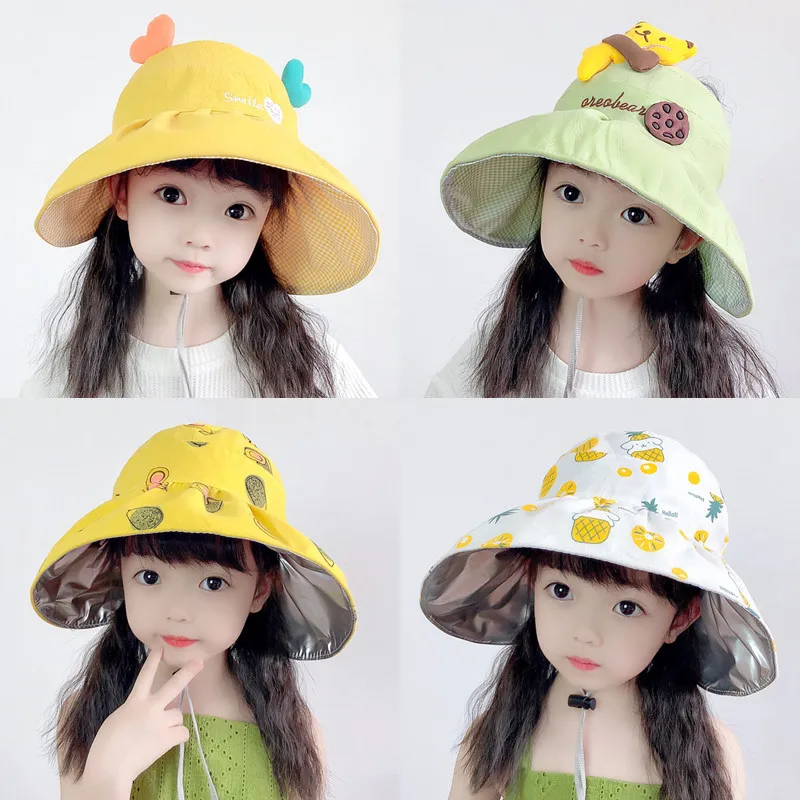 

Children's Sunscreen Hat Large Brim Empty Top Sunshade Hat Boys and Girls Summer Thin Section Anti-ultraviolet Baby Sun Hat
