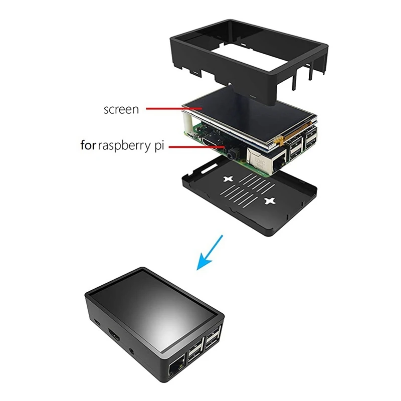 

1 шт. черный металлический корпус 3,5 дюймовый сенсорный экран металлический корпус для Raspberry Pi 3B +/3B