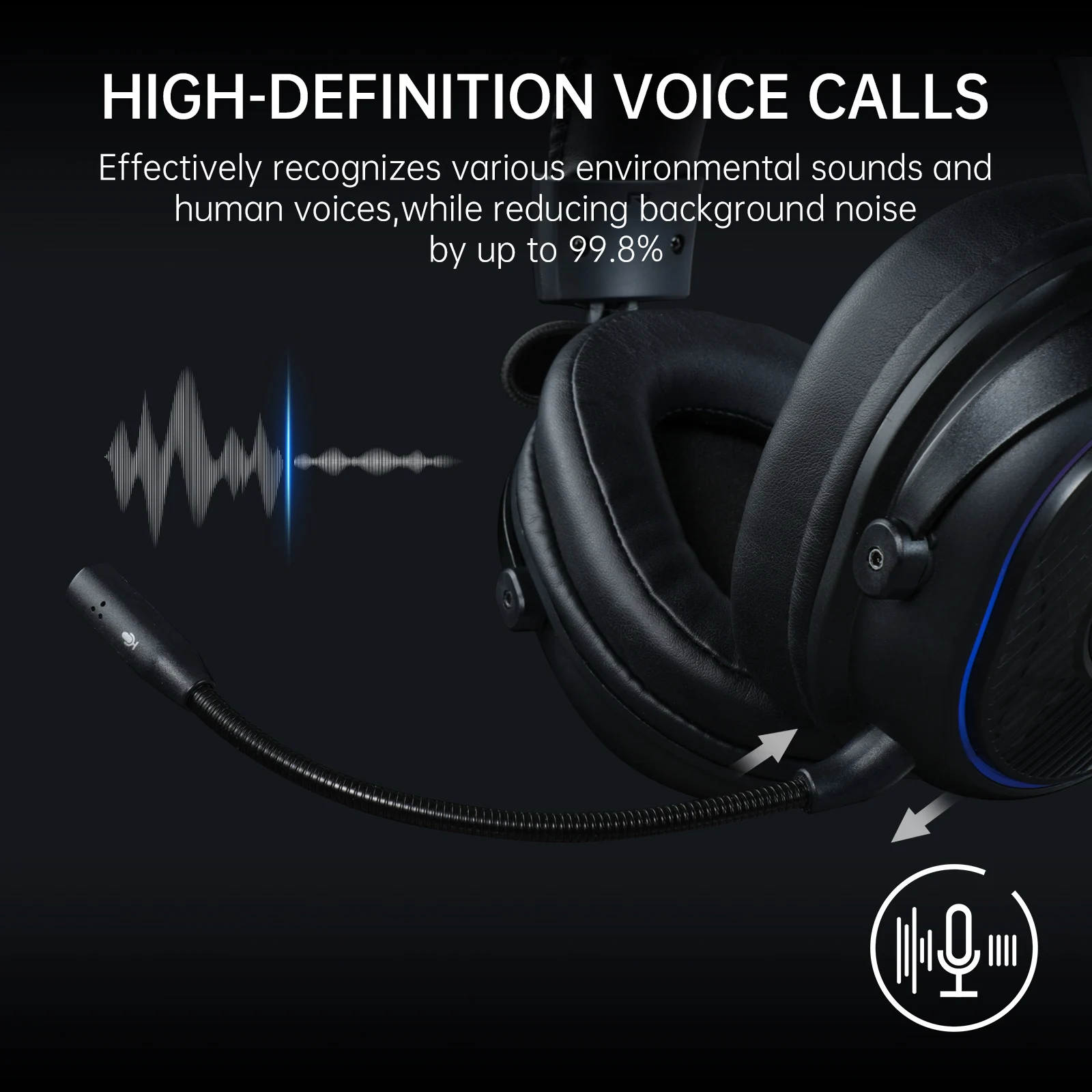 Фото EKSA MaKo BT Bluetooth игровая гарнитура 2,4 ГГц с низкой задержкой накладные беспроводные наушники геймер с микрофоном RGB подсветка для ПК/PS4/PS5 №4
