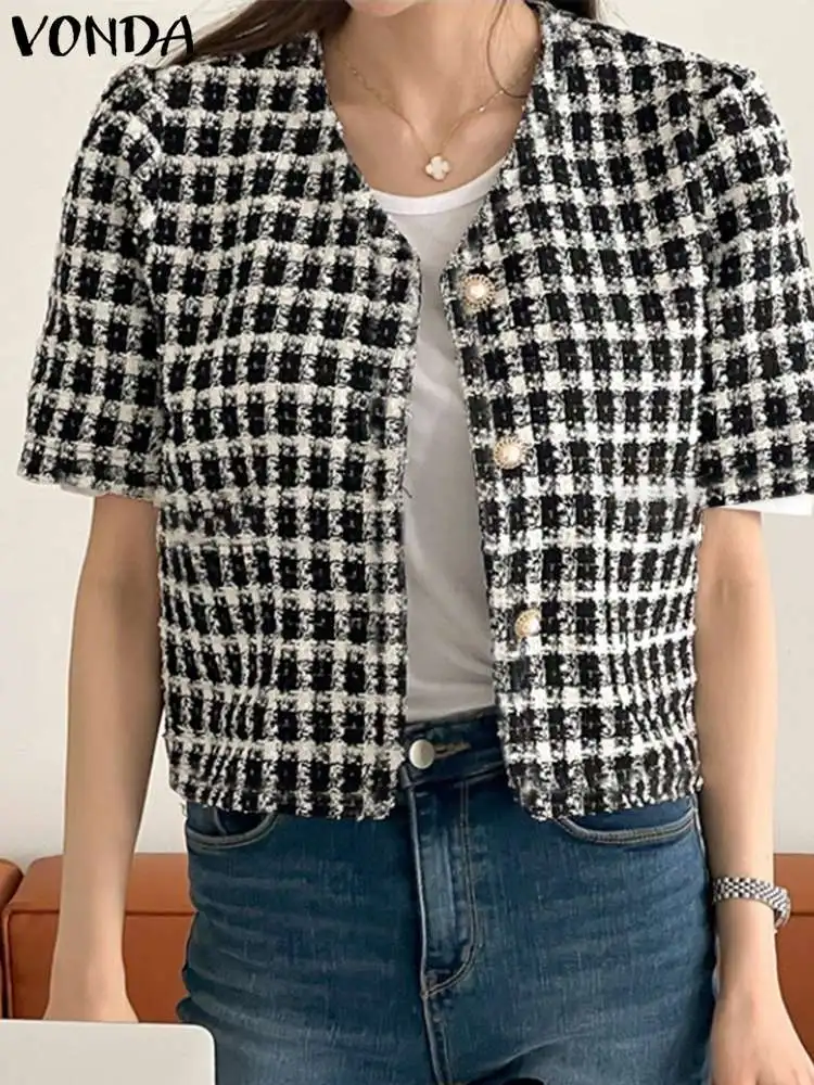 

Women Elegant Mini Blazers 2023 Sexy Short Sleeve V-Neck Streetwear Coats Fashion Short Outwear Casual OL Style Blazers