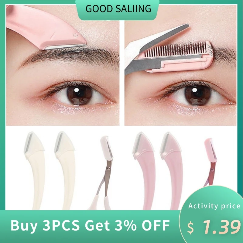 Eyebrow Trimming Knife Eyebrow Face Razor For Women Professional Eyebrow Scissors With Comb Brow Trimmer Scraper Accessories