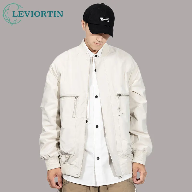 

Streetwear Retro Baseball Uniform Jacket Men Harajuku Windbreaker Pocket Zipper Up Stand Collar Track Jacket Coat Unisex Clothes