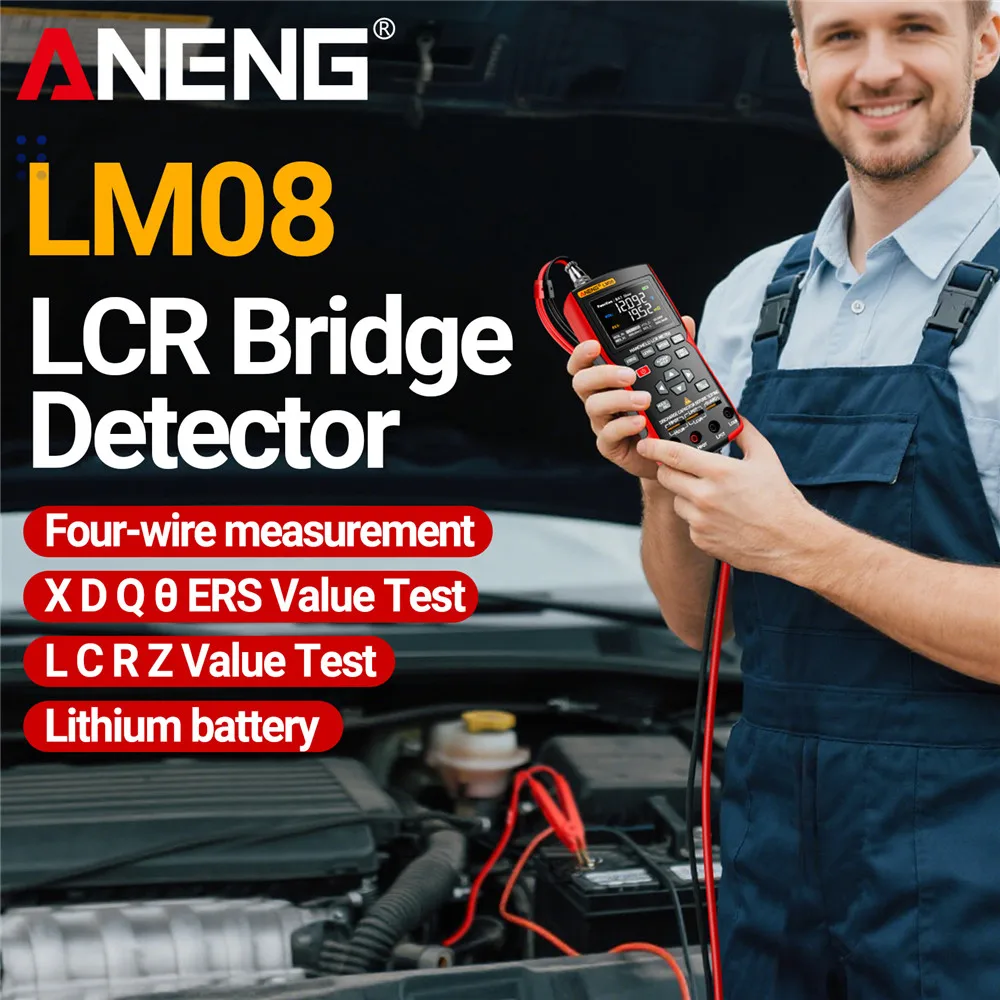 Фото Ручной измеритель LCR ANENG LM08, сопротивление емкости, индуктивность, измерение электронных компонентов 18650, тестер автомобильного аккумулятора №2