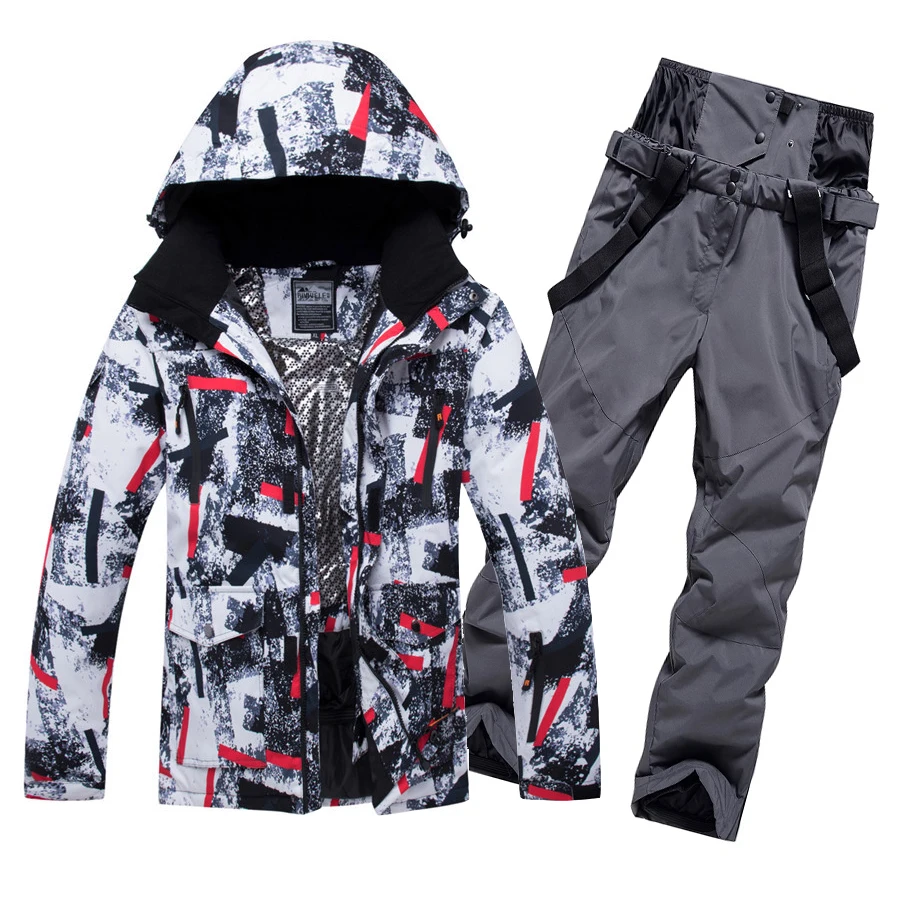 Men Ski Suit Windproof Waterproof Skiing Snowboarding Jackets and Pants Winter Outdoor Sports Ski Set Male Thick Warm Ski Suits