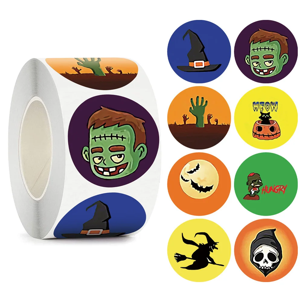 

500pcs Halloween Stickers Pumpkin Spider Bat Ghost Witch Sticker for Halloween Candy Bags Box Gift Packaging Paper Sticker