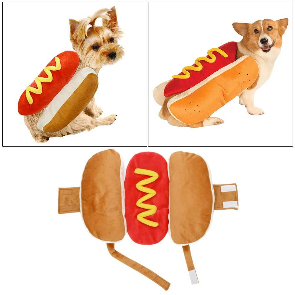 

Funny Warm Hot Dog Pet Costume Cosplay Clothes for Puppy Dog Cat Size S