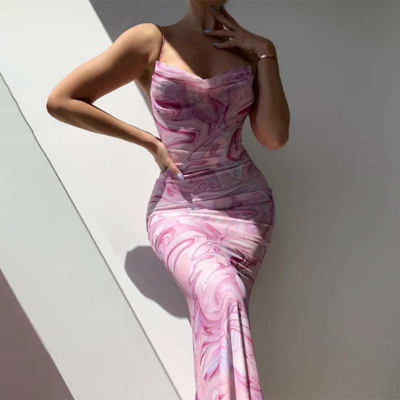 

Летняя женская сексуальная одежда Zoctuo 2022, облегающее Макси-платье без рукавов с принтом и открытой спиной, наряды для клуба, вечеринки, дня р...