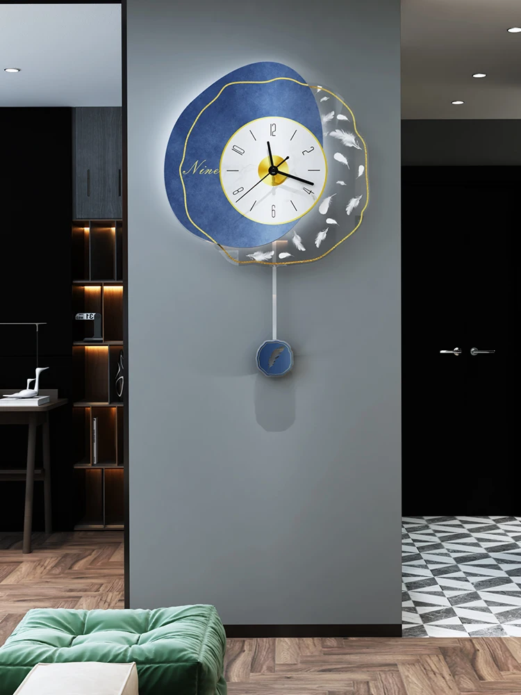 

Creative clock wall clock living room home fashion light luxury net red Nordic decoration modern minimalist wall clock wall lamp