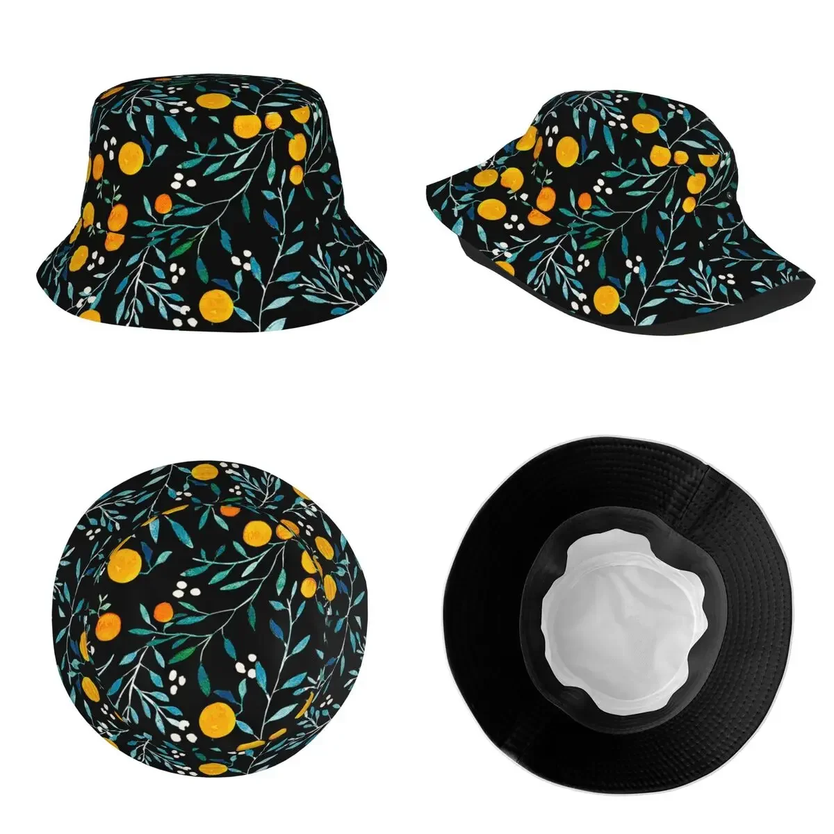Пляжная шляпа оранжевый цветок зеленые листья шляпы-ведра стильная от солнца для