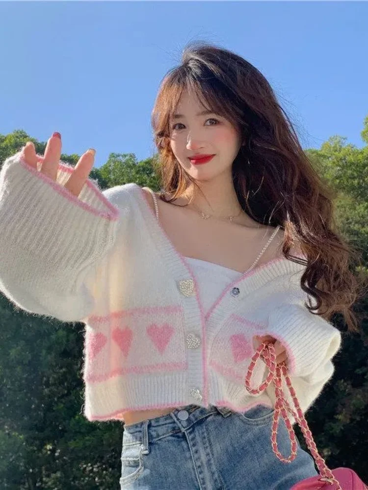 Женский жаккардовый кардиган на пуговицах с V-образным вырезом