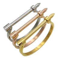 vintage punk luxury brand jewelry nail bracelet titanium steel bangles gold colour cuff bracelets bangles for women