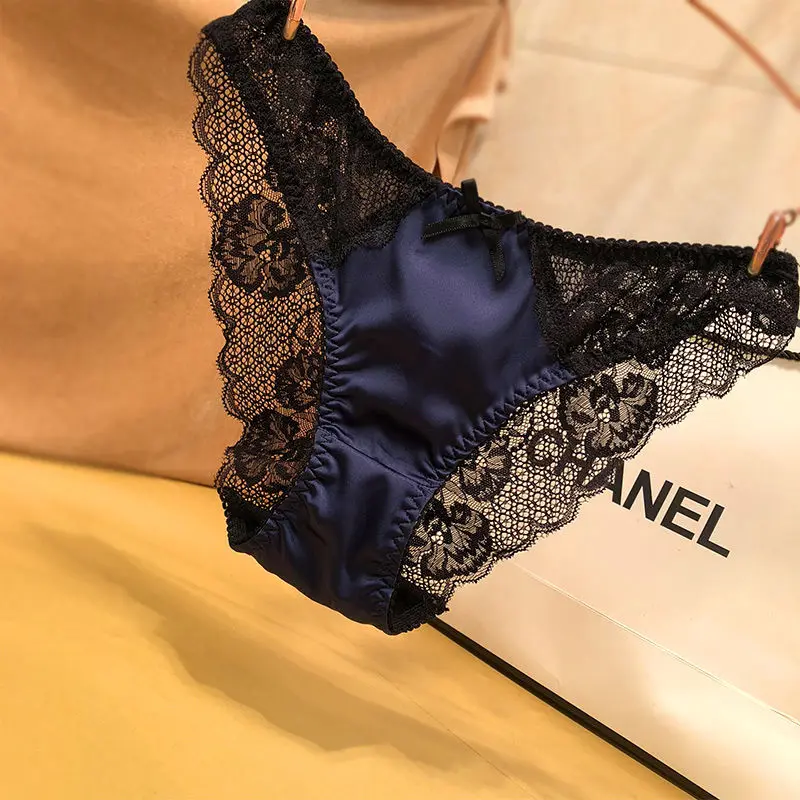 European and American underwear women sexy and charming high-grade satin lace mesh jacquard women's triangle shorts