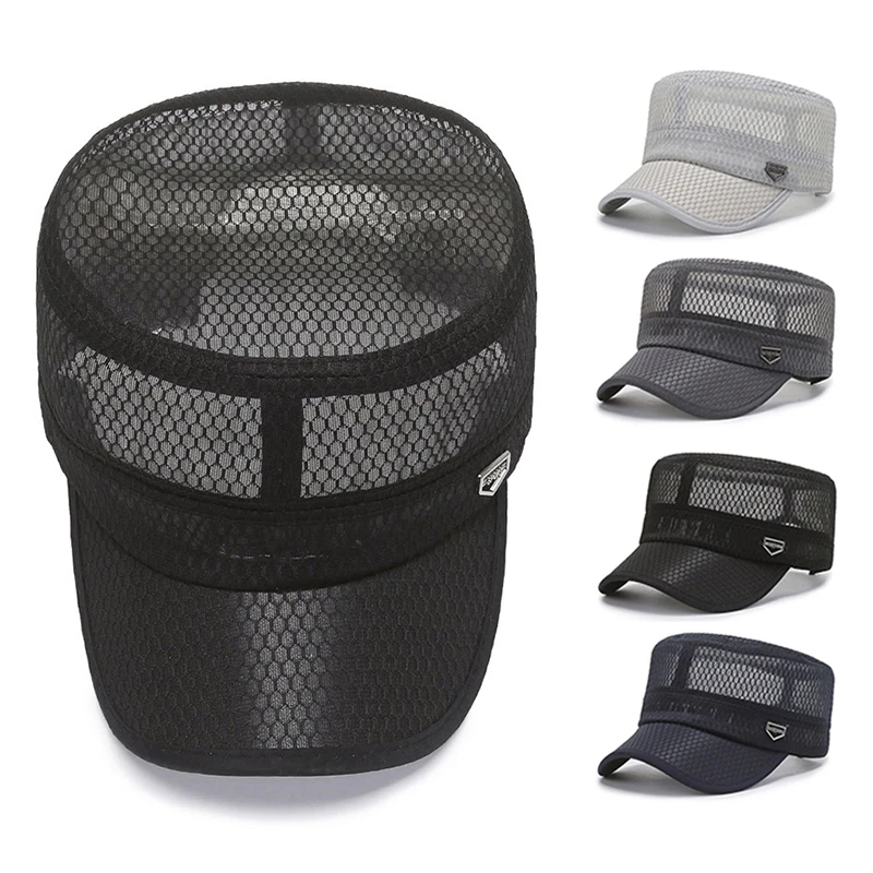 

Adjustable Outdoor Sun Cap Hat Head Accessories Male Summer Cap Head Cover Flat Cap Casual Mesh Baseball Cap Hollow Breathable
