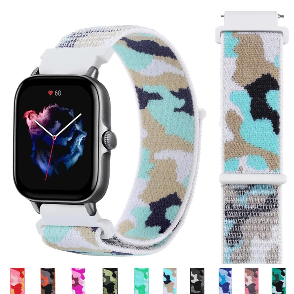 

Ремешок Nato для Amazfit GTS/2/2e/3/GTS2 Mini/GTR 42 мм/47 мм/GTR2/3/Pro strato 20/22 мм, нейлоновый Камуфляжный браслет Amazfit ремешок bip