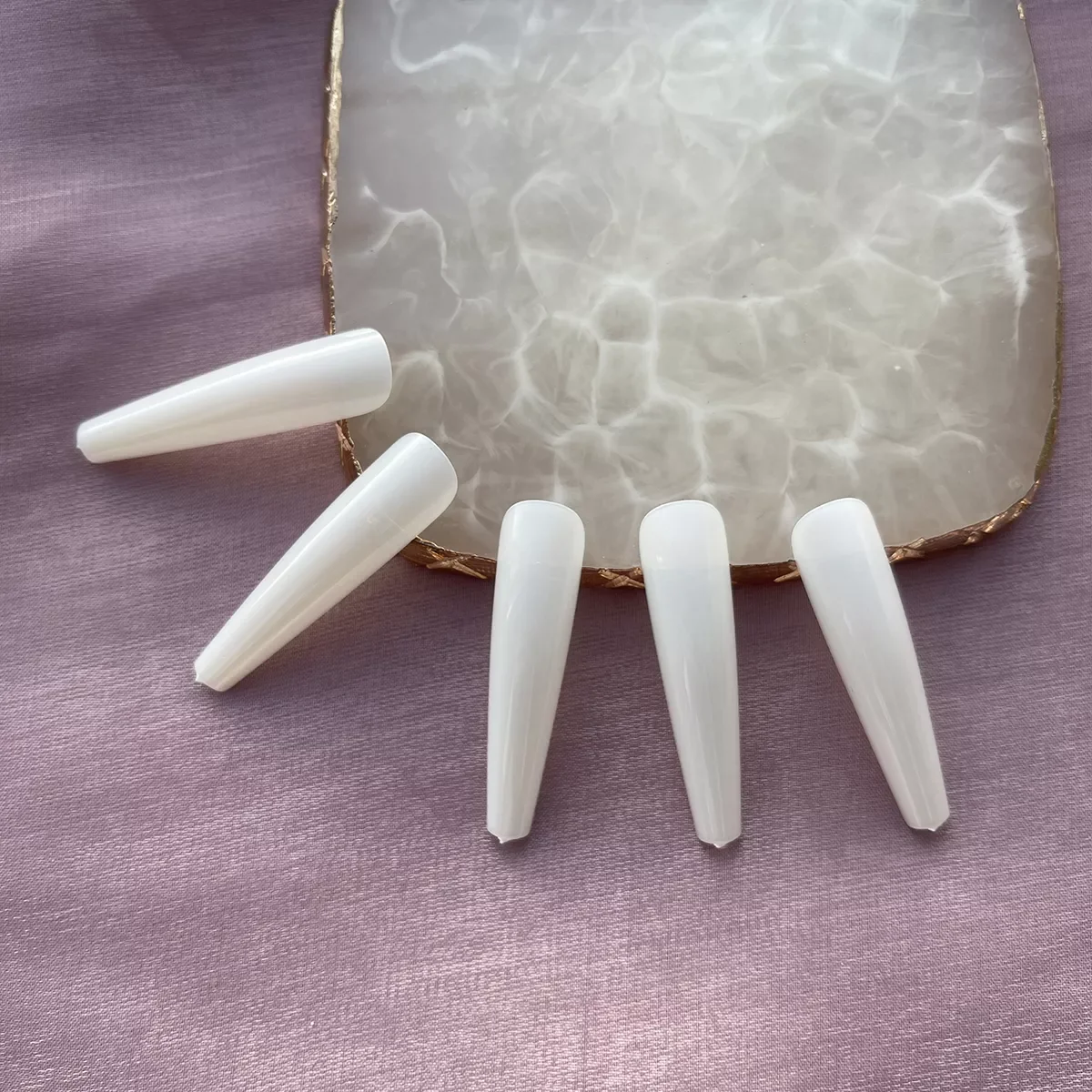 

Fake Nails Extend Transparent Ballet Long False Nails Art With Glue UV Press On 50PC Full Cover Tips for Nail Ofessionals