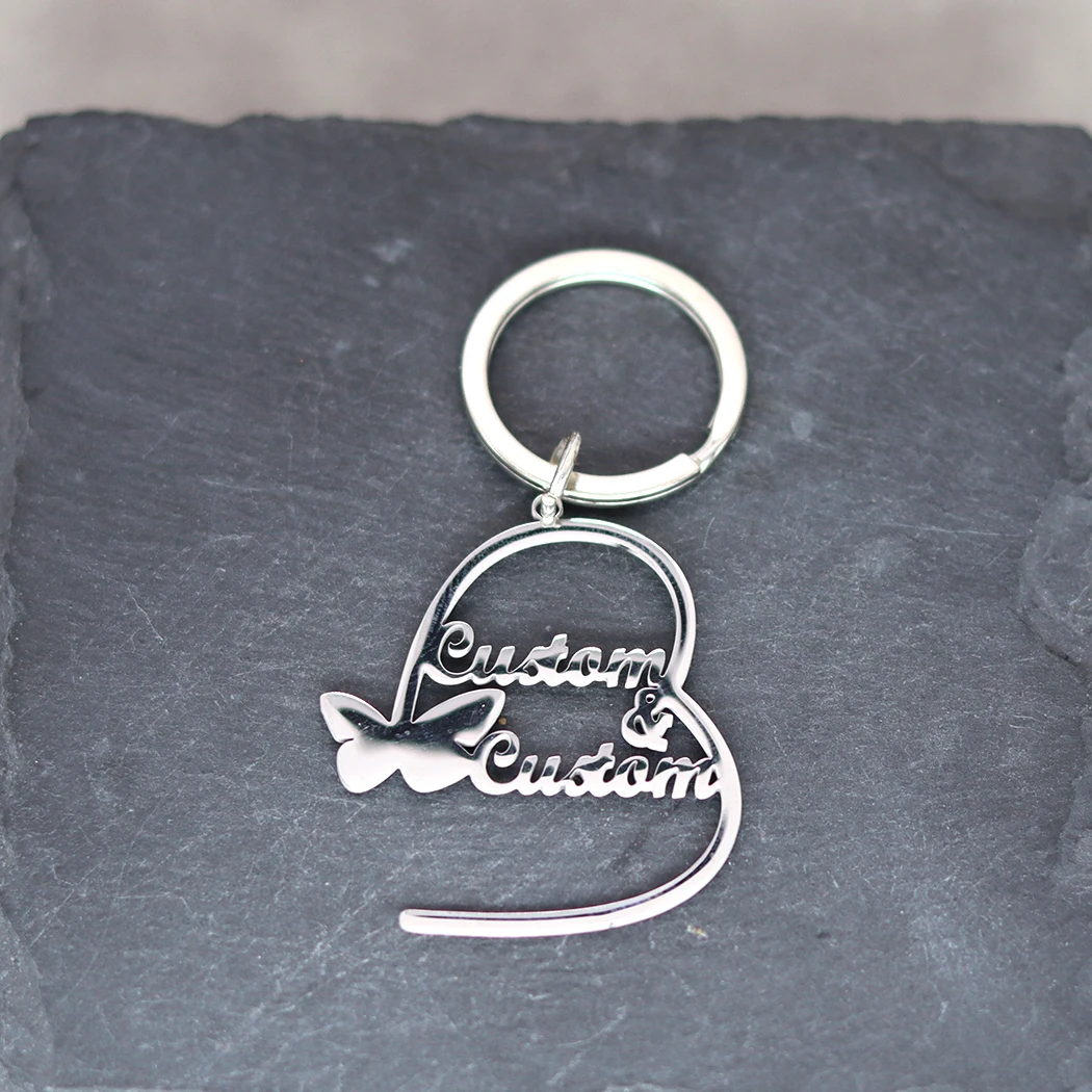 Персонализированный брелок из нержавеющей стали с двумя именами для мужчин