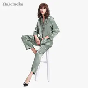 Silk Pajamas Set 22 Momme Chic Trimmed Women New Free Shipping