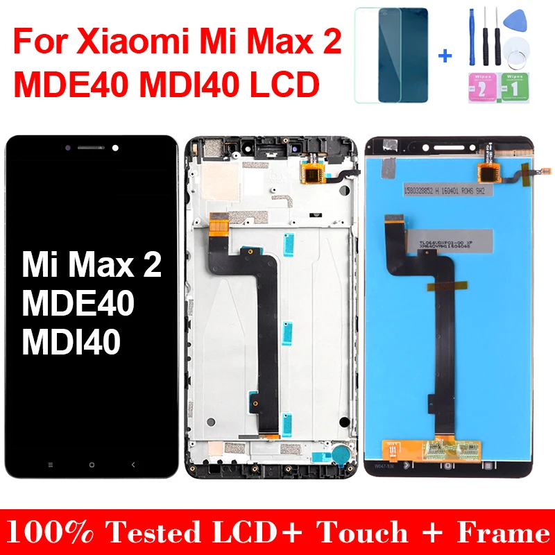 Купи ЖК-дисплей 6, 44 "для Xiaomi Mi Max 2 MDE40 MDI40, сенсорный экран с дигитайзером в сборе, замена mimax 2 isplay с рамкой, оригинал за 1,682 рублей в магазине AliExpress