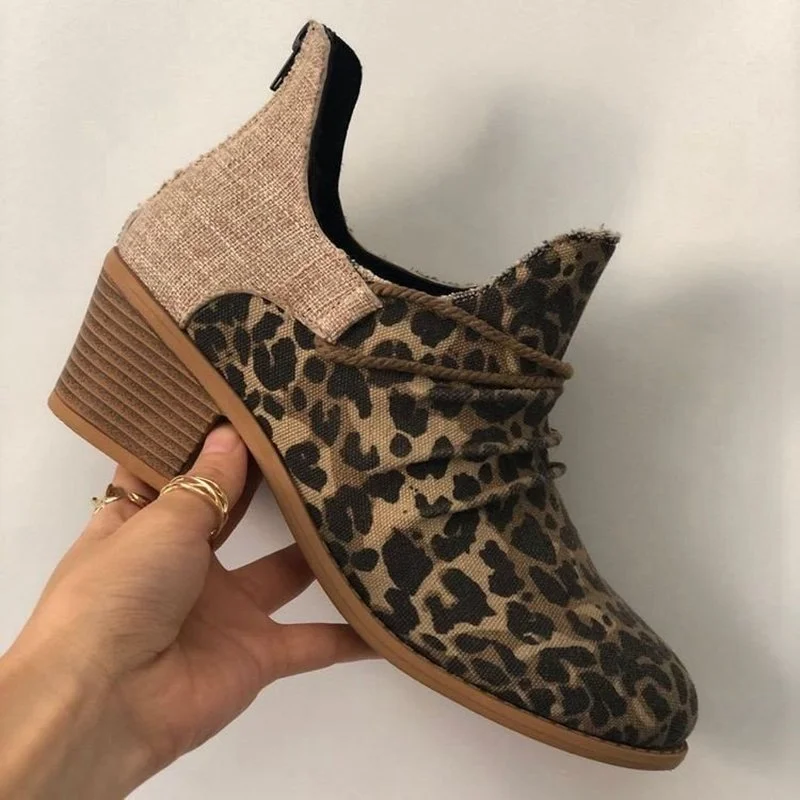 

Женские ботинки с острым носком, водонепроницаемые ботинки на низком каблуке, с леопардовым принтом, повседневные ботильоны, Размеры 35-43, для осени и зимы, 2022