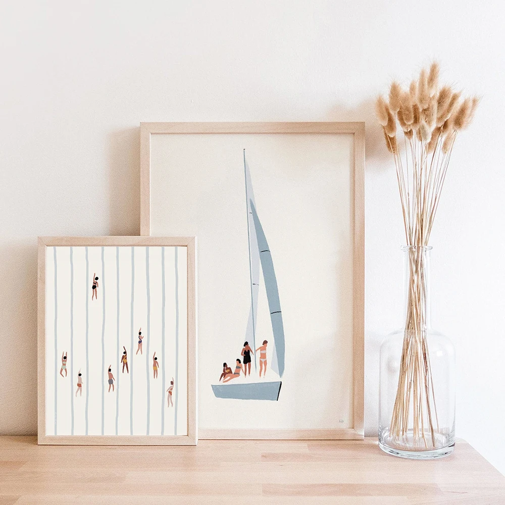 Абстрактная Настенная картина для плавания разнообразных женщин скандинавский