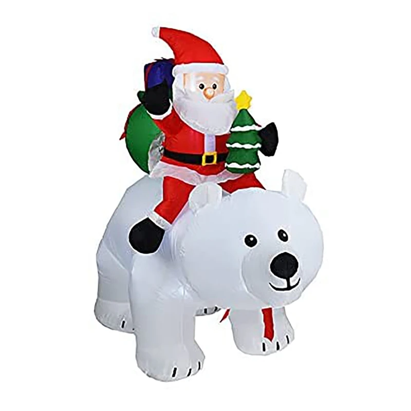 

Christmas Inflatables Outdoor Decorations Santa Claus Riding Polar Bear for Lawn Yard Porch Xmas Party Outside EU Plug